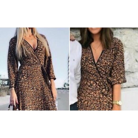 Zara Blogger Fave Animal Print Cheetah Wrap Dress - Picture 7 of 7